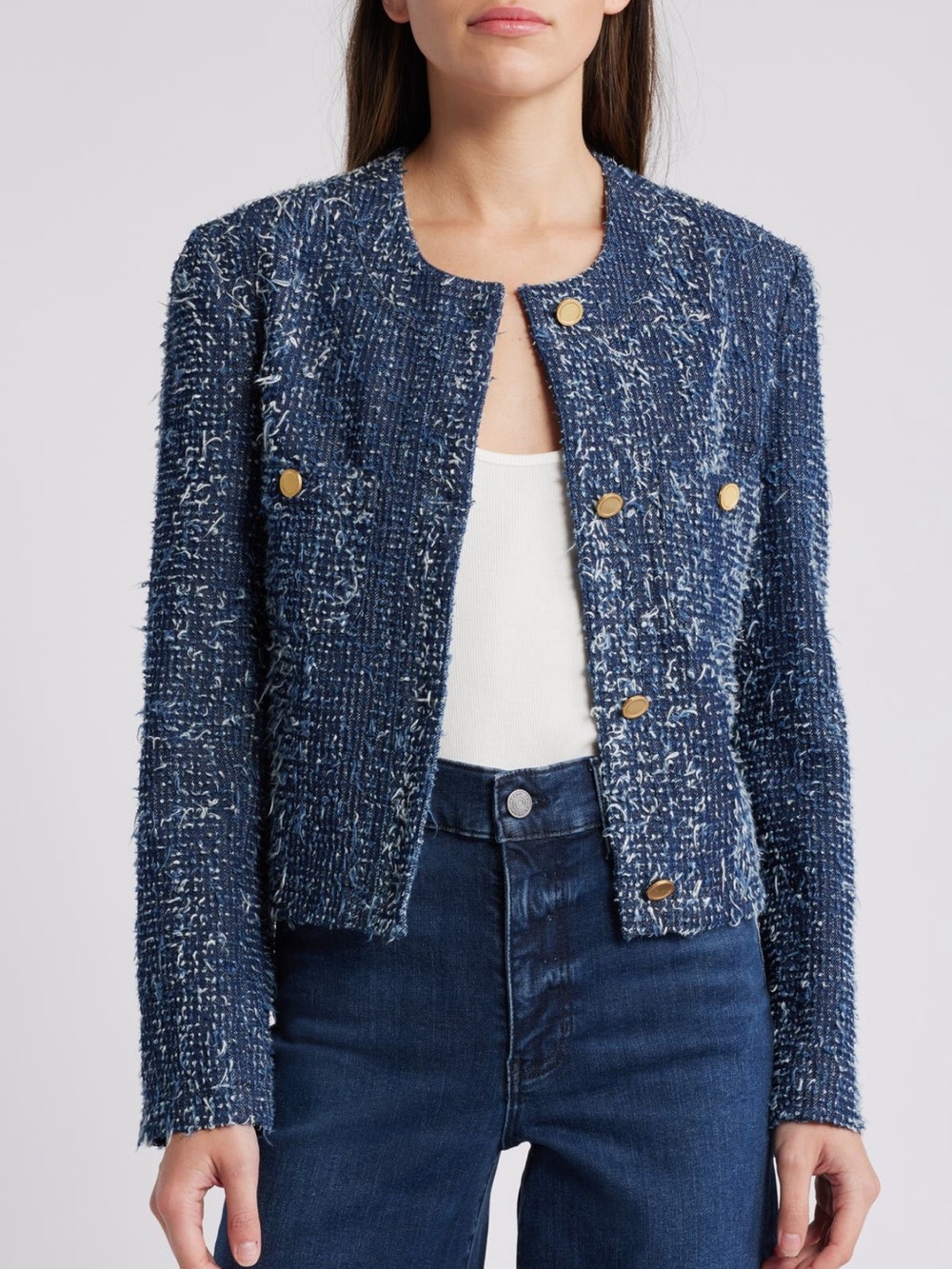 Frame Boucle Denim Jacket